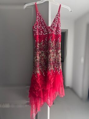 Source Unknown Hot Pink Embellished Midi Slip Dress